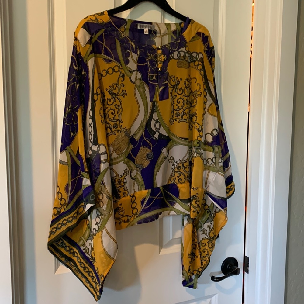 Y2K Office Siren JLO Sheer Top Jennifer Lopez Shawl Womens Size S